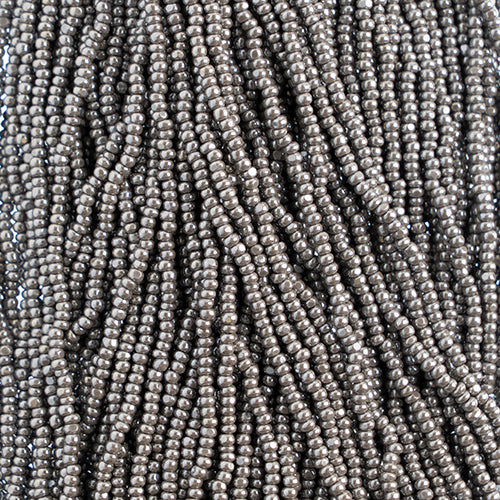 Czech Seed Beads 8/0 Cut Opaque Grey Luster Strung