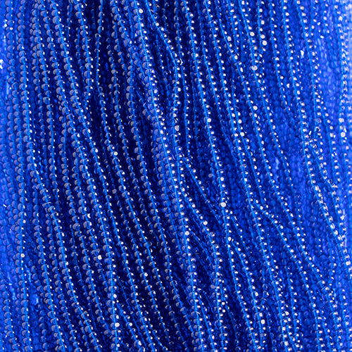 Czech Seed Beads 8/0 Cut Transparent Navy Blue Strung