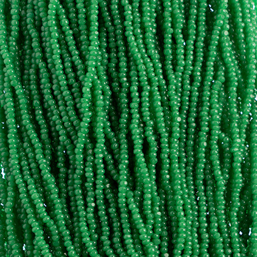 Czech Seed Beads 8/0 Cut Oily Green Strung