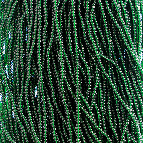 Czech Seed Beads 8/0 Cut Transparent Green Strung