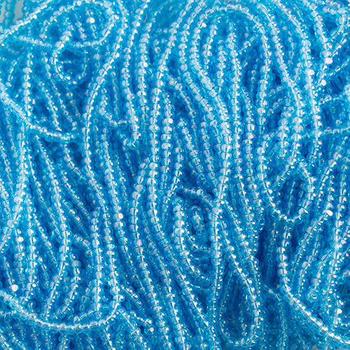 Czech Seed Beads 8/0 Cut Transparent Aqua Luster Strung