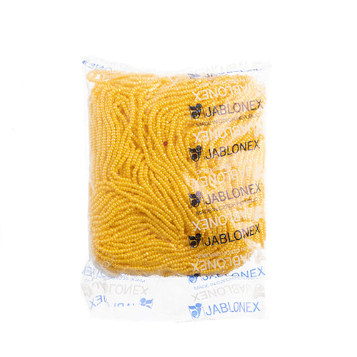 Czech Seed Beads 8/0 Cut Opaque Yellow Luster Strung