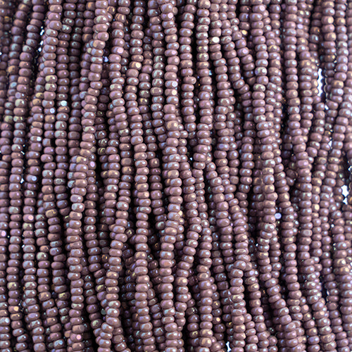 Czech Seed Beads 8/0 Cut Opaque Mauve Rainbow Strung