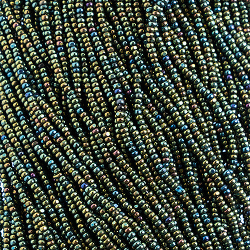 Czech Seed Beads 8/0 Cut Green Iris Strung