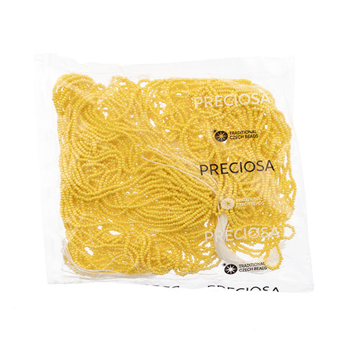 Czech Seed Bead 11/0 Cut Opaque Yellow Luster Strung