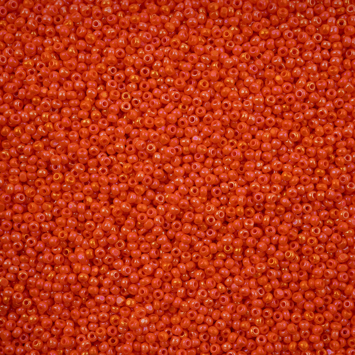 Czech Seed Beads 11/0 Cut 13g Vial Opaque Orange Rainbow