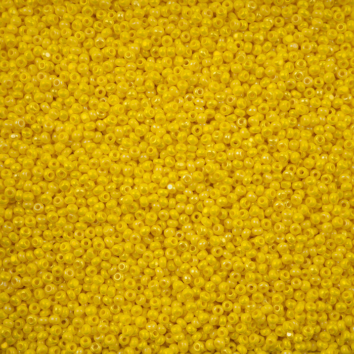 Czech Seed Beads 11/0 Cut 13g Vial Opaque Yellow Rainbow