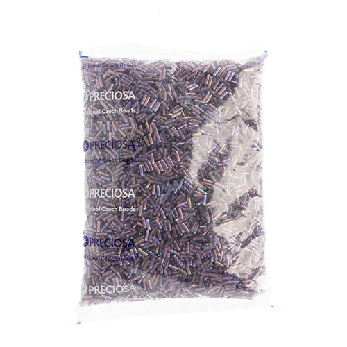 Czech Bugles #3 Transparent Light Amethyst Aurora Borealis