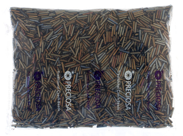 Czech Bugles Opaque Brown Aurora Borealis