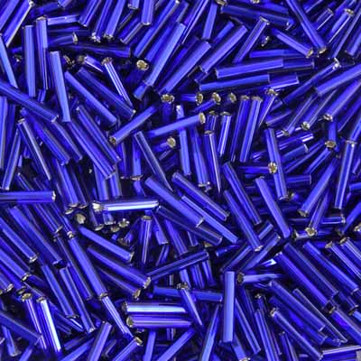 Czech Bugles Silver Lined Royal Blue