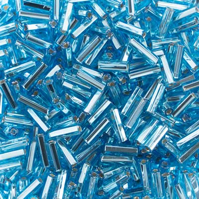 Czech Bugles Silver Lined Aqua