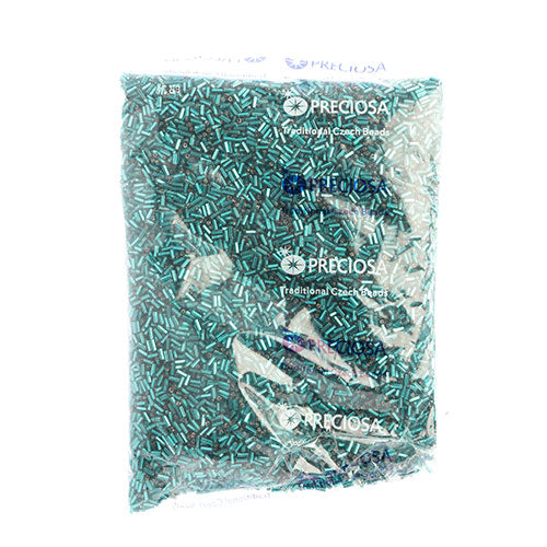 Czech Bugles Silver Lined Teal Green