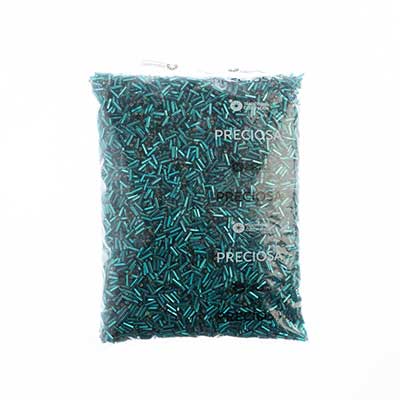 Czech Bugles Silver Lined Teal Green