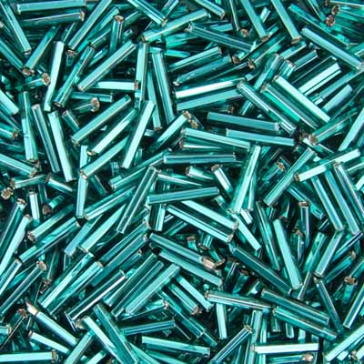 Czech Bugles Silver Lined Teal Green