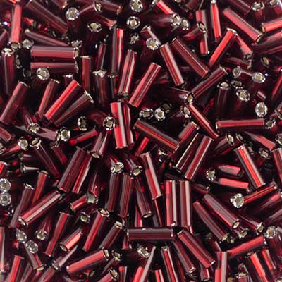 Czech Bugles Silver Lined Dark Red