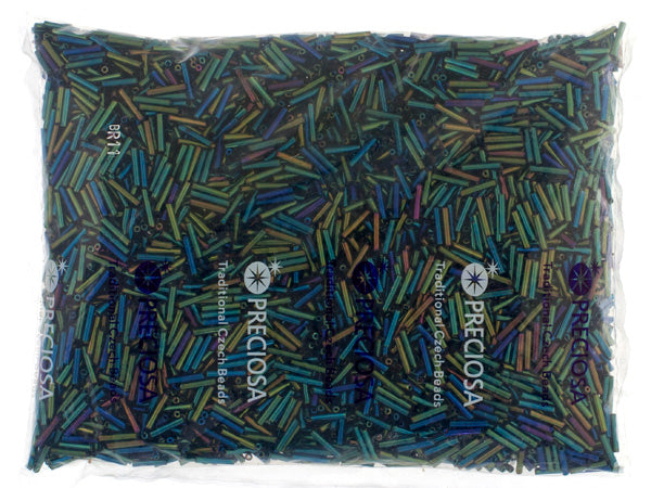 Czech Bugles Opaque Green Iris