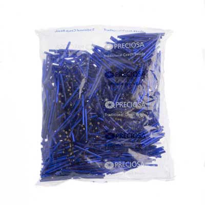 Czech Bugles Silver Lined Royal Blue