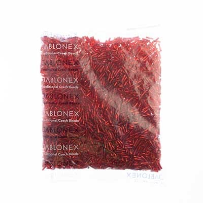 Czech Twisted Bugles Silver Lined Light Red