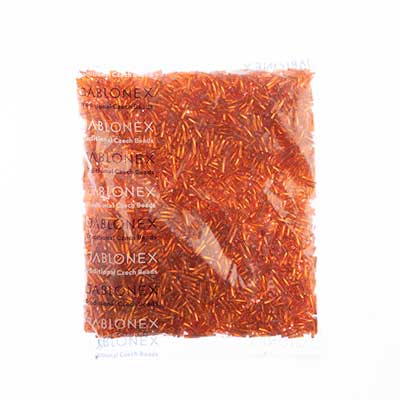 Czech Twisted Bugles Silver Lined Orange