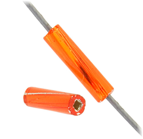 Czech Twisted Bugles Silver Lined Orange