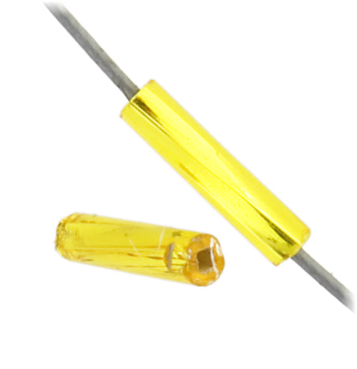 Czech Twisted Bugles Silver Lined Yellow