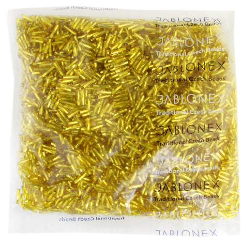 Czech Twisted Bugles Silver Lined Yellow