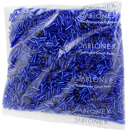 Czech Twisted Bugles Silver Lined Royal Blue