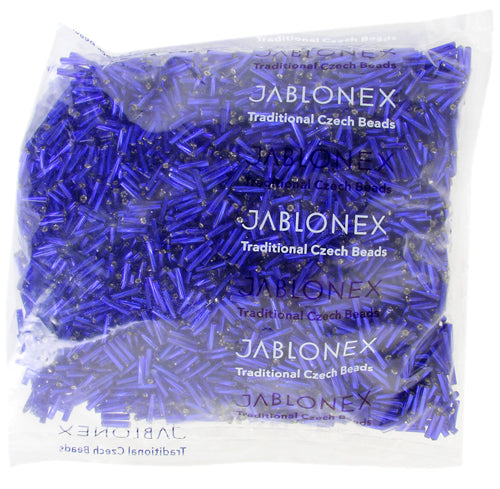 Czech Twisted Bugles Silver Lined Dark Royal Blue