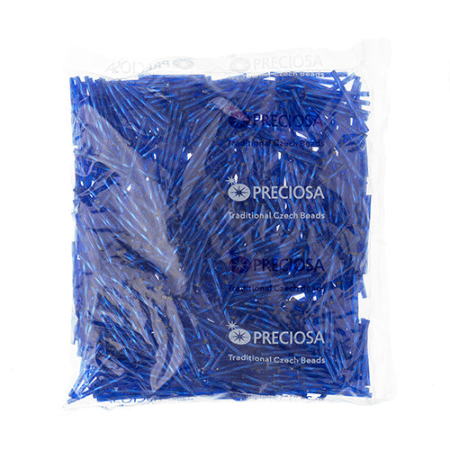 Czech Twisted Bugles 30mm Silver Lined Dark Blue