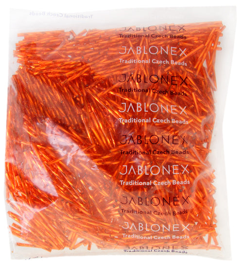 Czech Twisted Bugles Silver Lined Orange