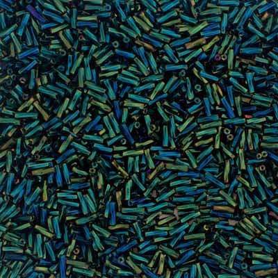 Czech Twisted Bugles Opaque Green Iris