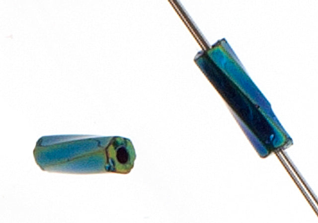 Czech Twisted Bugles Opaque Green Iris