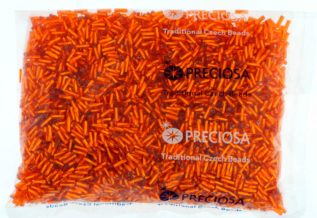 Czech Twisted Bugles Silver Lined Orange