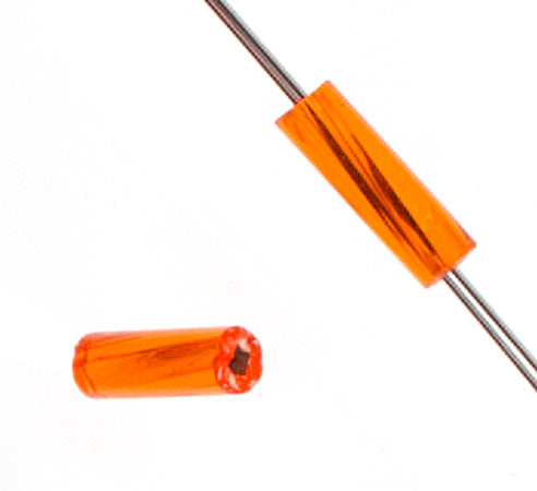 Czech Twisted Bugles Silver Lined Orange