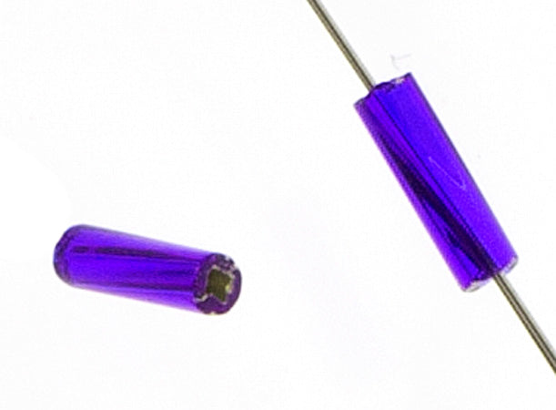 Czech Twisted Bugles Silver Lined Royal Blue