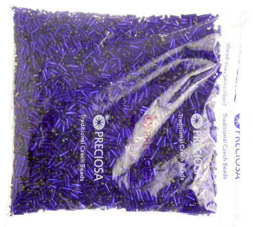 Czech Twisted Bugles Silver Lined Royal Blue