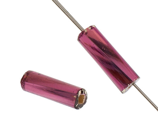 Czech Twisted Bugles Silver Lined Purple