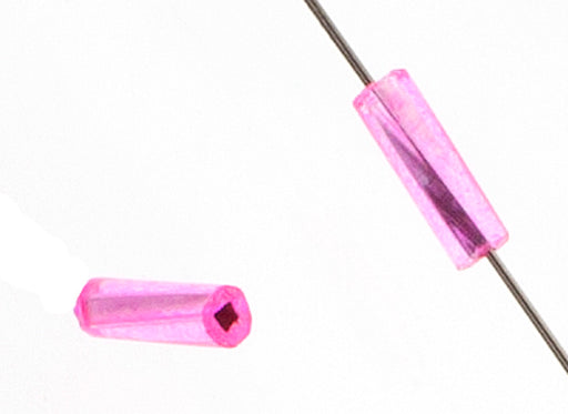 Czech Twisted Bugles #3 Silver Lined Rose Dyed