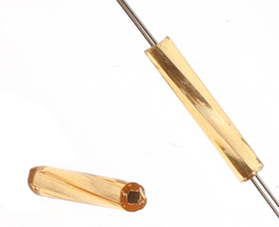 Czech Twisted Bugles Silver Lined Gold