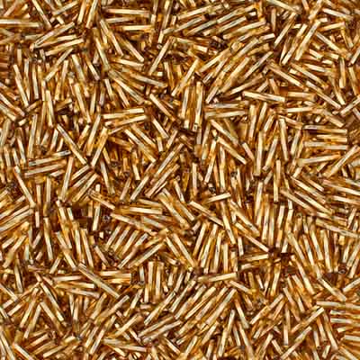Czech Twisted Bugles Silver Lined Gold