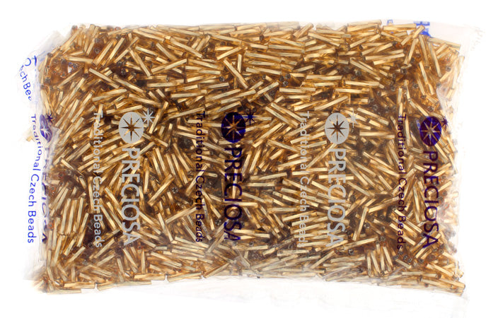 Czech Twisted Bugles Silver Lined Gold