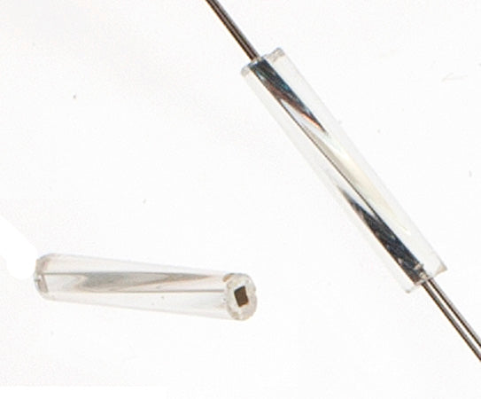 Czech Twisted Bugles Silver Lined Crystal