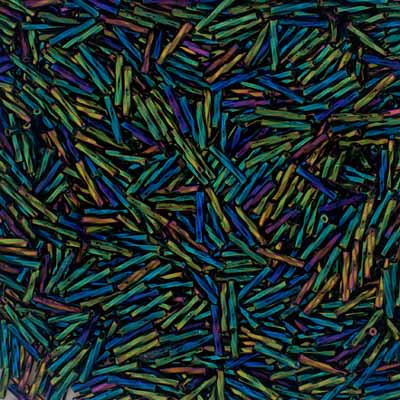 Czech Twisted Bugles Opaque Green Iris