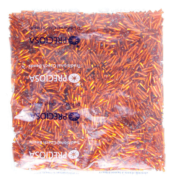 Czech Twisted Bugles Silver Lined Orange