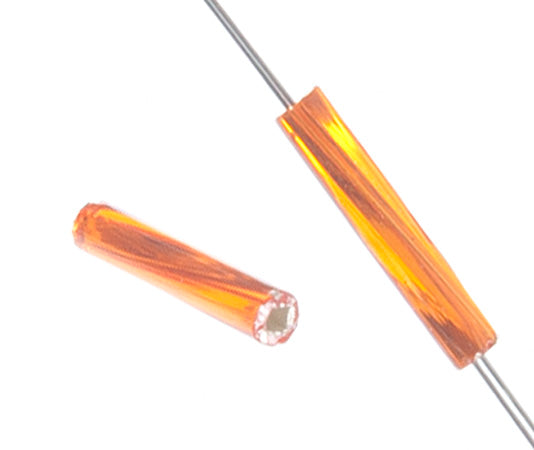 Czech Twisted Bugles Silver Lined Orange