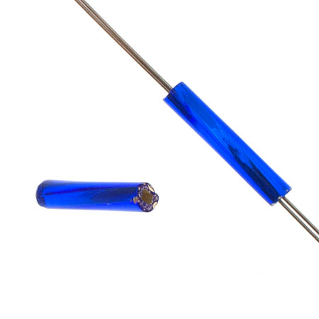 Czech Twisted Bugles Silver Lined Blue