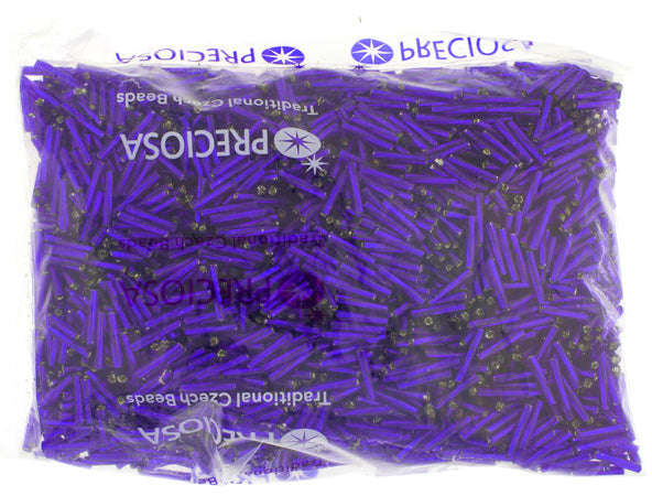 Czech Twisted Bugles Silver Lined Royal Blue