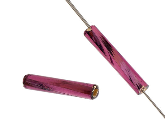 Czech Twisted Bugles Silver Lined Purple