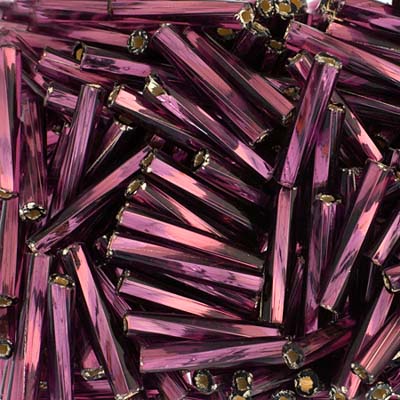 Czech Twisted Bugles Silver Lined Purple