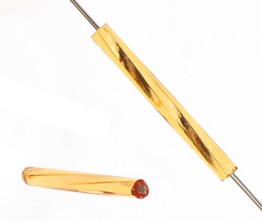 Czech Twisted Bugles Silver Lined Gold